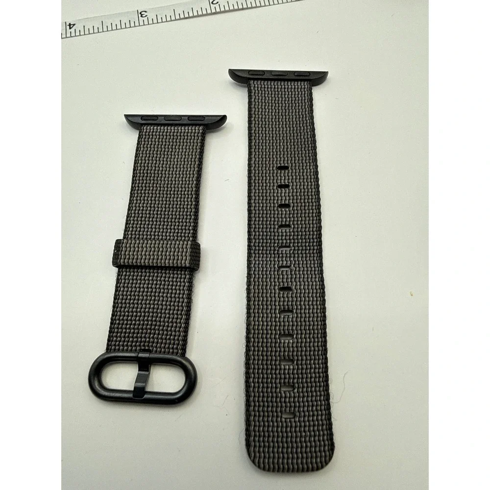 Apple Watch Woven Nylon Band Black Gray Striped 38mm 40mm 41mm Strap